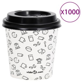 Papierkaffeetassen mit Deckel 1000 Stück weiß schwarz 120 ml von vidaXL, Einwegbecher - Ref: Foro24-51612, Preis: 49,99 €, Ra...