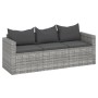 3-Sitzer-Gartensofa mit grauen synthetischen Rattankissen von vidaXL, Outdoor-Sofas - Ref: Foro24-362328, Preis: 195,61 €, Ra...