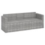 3-Sitzer-Gartensofa mit grauen synthetischen Rattankissen von vidaXL, Outdoor-Sofas - Ref: Foro24-362328, Preis: 195,61 €, Ra...