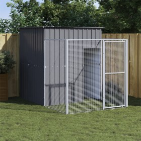 Doghouse with corral gray galvanized steel 165x251x181 cm by vidaXL, Dog kennels - Ref: Foro24-172365, Price: 350,99 €, Disco...