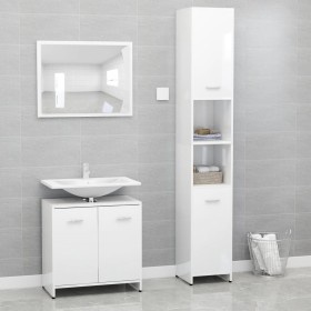 3-piece bathroom furniture set in white gloss engineered wood by vidaXL, Bathroom furniture - Ref: Foro24-3056922, Price: 138...