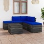 Pallet garden furniture 6 pieces with solid pine wood cushions by vidaXL, Garden sets - Ref: Foro24-3061849, Price: 435,27 €,...