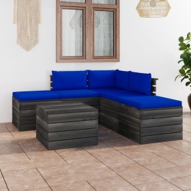 Pallet garden furniture 6 pieces with solid pine wood cushions by vidaXL, Garden sets - Ref: Foro24-3061849, Price: 435,99 €,...