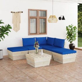 6-piece pallet garden furniture and fir wood cushions by vidaXL, Garden sets - Ref: Foro24-3063502, Price: 385,32 €, Discount: %