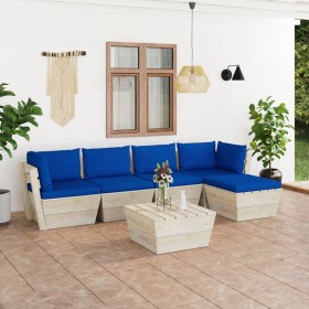 6-piece pallet garden furniture and fir wood cushions by vidaXL, Garden sets - Ref: Foro24-3063514, Price: 399,99 €, Discount: %