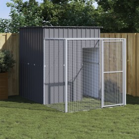 Chicken coop with corral gray galvanized steel 165x251x181 cm by vidaXL, Cages and habitats for small animals - Ref: Foro24-1...