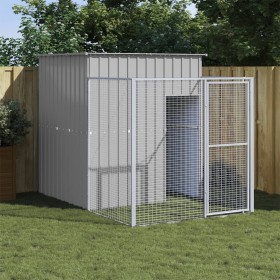 Caseta perros corral acero galvanizado gris claro 165x251x181cm de vidaXL, Casetas para perros - Ref: Foro24-172366, Precio: ...