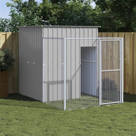 Doghouse corral light gray galvanized steel 165x251x181cm by vidaXL, Dog kennels - Ref: Foro24-172366, Price: 412,36 €, Disco...