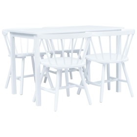 Conjunto de comedor 5 piezas madera maciza de caucho blanco de vidaXL, muebles para cocinas y comedores - Ref: Foro24-276872,...