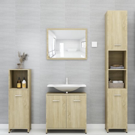 4-piece bathroom furniture set engineered wood Sonoma oak by vidaXL, Bathroom furniture - Ref: Foro24-3056883, Price: 172,99 ...