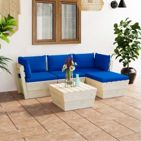 Garden furniture made of 5-piece pallets and fir wood cushions by vidaXL, Garden sets - Ref: Foro24-3063478, Price: 312,19 €,...