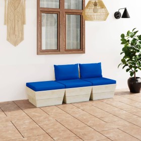 Garden furniture made of 3-piece pallets and fir wood cushions by vidaXL, Garden sets - Ref: Foro24-3063418, Price: 194,99 €,...