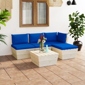 5-piece pallet garden furniture and fir wood cushions by vidaXL, Garden sets - Ref: Foro24-3063466, Price: 284,99 €, Discount: %