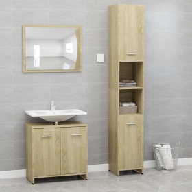 3-piece bathroom furniture set engineered wood Sonoma oak by vidaXL, Bathroom furniture - Ref: Foro24-3056919, Price: 138,42 ...