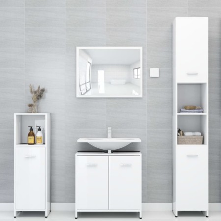 4-piece bathroom furniture set in white gloss engineered wood by vidaXL, Bathroom furniture - Ref: Foro24-3056886, Price: 179...