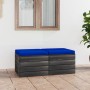 Garden pallet ottomans 2 pcs solid pine wood cushions by vidaXL, Modular outdoor sofas - Ref: Foro24-3061717, Price: 116,75 €...