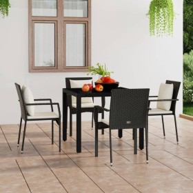 Garden chairs with cushions, 4 units, black synthetic rattan by vidaXL, Garden sets - Ref: Foro24-319879, Price: 289,11 €, Di...