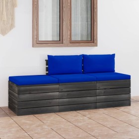 Pallet garden furniture 3 pieces with solid pine wood cushions by vidaXL, Garden sets - Ref: Foro24-3061765, Price: 237,99 €,...