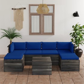 Pallet garden furniture 7 pieces cushions solid pine wood by vidaXL, Garden sets - Ref: Foro24-3061981, Price: 593,99 €, Disc...