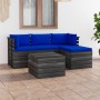 Garden pallet furniture 5 pieces cushions solid pine wood by vidaXL, Garden sets - Ref: Foro24-3061813, Price: 455,79 €, Disc...