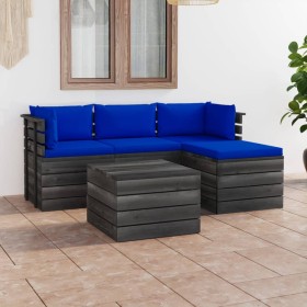 Garden pallet furniture 5 pieces cushions solid pine wood by vidaXL, Garden sets - Ref: Foro24-3061813, Price: 455,79 €, Disc...