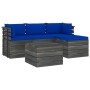 Garden pallet furniture 5 pieces cushions solid pine wood by vidaXL, Garden sets - Ref: Foro24-3061813, Price: 455,99 €, Disc...