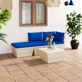 Garden furniture made of 4-piece pallets and fir wood cushions by vidaXL, Garden sets - Ref: Foro24-3063442, Price: 230,99 €,...