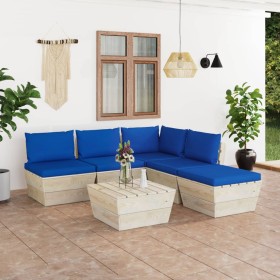 6-piece pallet garden furniture and fir wood cushions by vidaXL, Garden sets - Ref: Foro24-3063550, Price: 392,99 €, Discount: %