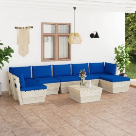 8-piece pallet garden furniture and fir wood cushions by vidaXL, Garden sets - Ref: Foro24-3063622, Price: 525,12 €, Discount: %