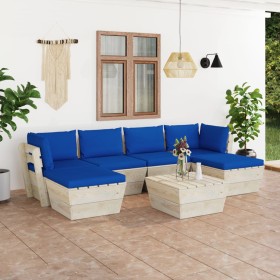 7-piece pallet garden furniture and fir wood cushions by vidaXL, Garden sets - Ref: Foro24-3063586, Price: 442,99 €, Discount: %