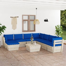 9-piece pallet garden furniture and fir wood cushions by vidaXL, Garden sets - Ref: Foro24-3063670, Price: 594,99 €, Discount: %