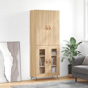 Aparador alto madera contrachapada color roble 69,5x34x180 cm de vidaXL, Aparadores - Ref: Foro24-3195710, Precio: 148,99 €, ...