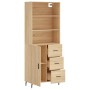 Tall plywood oak-colored highboard 69.5x34x180 cm by vidaXL, Sideboards - Ref: Foro24-3189464, Price: 163,77 €, Discount: %