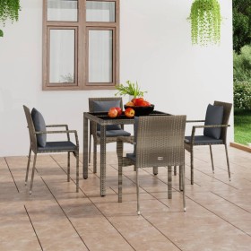 Gartenstühle mit Kissen 4 Einheiten graues synthetisches Rattan von vidaXL, Gartensets - Ref: Foro24-319880, Preis: 242,61 €,...