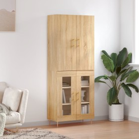 Aparador alto madera contrachapada color roble 69,5x34x180 cm de vidaXL, Aparadores - Ref: Foro24-3195726, Precio: 141,99 €, ...