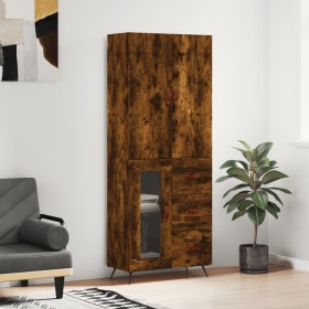 Aparador alto madera contrachapada roble ahumado 69,5x34x180 cm de vidaXL, Aparadores - Ref: Foro24-3195936, Precio: 153,99 €...