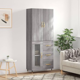 Aparador alto madera contrachapada gris sonoma 69,5x34x180 cm de vidaXL, Aparadores - Ref: Foro24-3195945, Precio: 161,27 €, ...