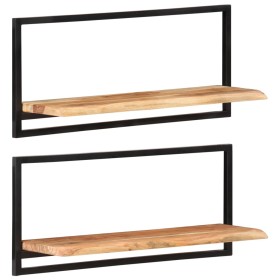 Wall shelves 2 units solid acacia wood 80x25x35 cm by vidaXL, Shelves and shelves - Ref: Foro24-338458, Price: 76,36 €, Disco...