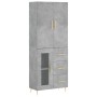 Aparador alto madera contrachapada gris hormigón 69,5x34x180 cm de vidaXL, Aparadores - Ref: Foro24-3195951, Precio: 167,27 €...