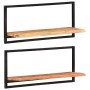 Wall shelves 2 units solid acacia wood 80x25x35 cm by vidaXL, Shelves and shelves - Ref: Foro24-338458, Price: 76,31 €, Disco...