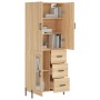 Aparador alto madera contrachapada color roble 69,5x34x180 cm de vidaXL, Aparadores - Ref: Foro24-3195966, Precio: 167,59 €, ...