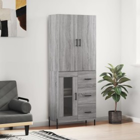 High sideboard sonoma gray plywood 69.5x34x180 cm by vidaXL, Sideboards - Ref: Foro24-3195969, Price: 173,55 €, Discount: %