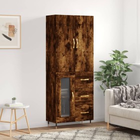 Aparador alto madera contrachapada roble ahumado 69,5x34x180 cm de vidaXL, Aparadores - Ref: Foro24-3195944, Precio: 162,84 €...