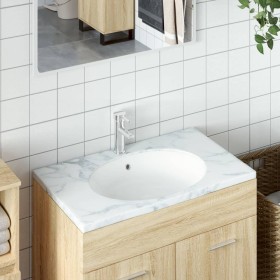 Lavabo de baño ovalado cerámica blanco 49x40,5x21 cm de vidaXL, Lavabos - Ref: Foro24-153720, Precio: 67,63 €, Descuento: %