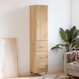 Aparador de madera contrachapada roble Sonoma 34,5x34x180 cm de vidaXL, Aparadores - Ref: Foro24-3198836, Precio: 103,99 €, D...