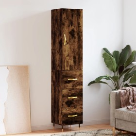 Aparador de madera contrachapada roble ahumado 34,5x34x180 cm de vidaXL, Aparadores - Ref: Foro24-3198838, Precio: 104,99 €, ...