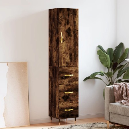 Aparador de madera contrachapada roble ahumado 34,5x34x180 cm de vidaXL, Aparadores - Ref: Foro24-3198838, Precio: 109,44 €, ...