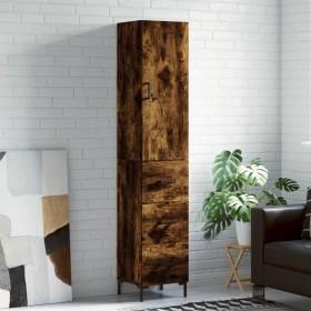 Aparador de madera contrachapada roble ahumado 34,5x34x180 cm de vidaXL, Aparadores - Ref: Foro24-3198854, Precio: 109,99 €, ...