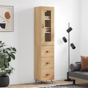 Aparador de madera contrachapada roble Sonoma 34,5x34x180 cm de vidaXL, Aparadores - Ref: Foro24-3199212, Precio: 112,69 €, D...