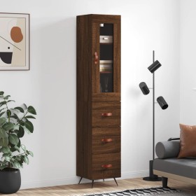 Tall oak brown plywood highboard 34.5x34x180 cm by vidaXL, Sideboards - Ref: Foro24-3199216, Price: 112,99 €, Discount: %